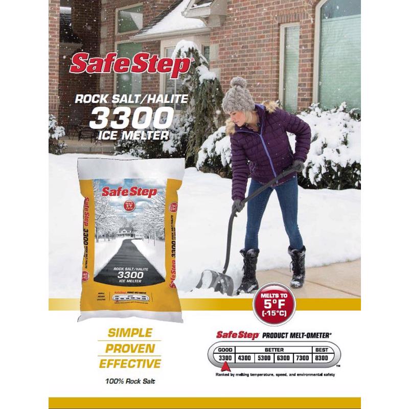 Safe Step 3300 Sodium Chloride Crystal Halite/Rock Salt Ice Melt 25 lb