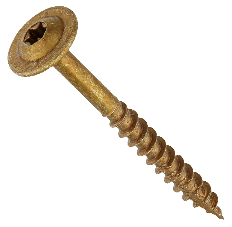 GRK Fasteners 12077 Cabinet Screw, #8 Thread, 2 in L, Coarse Thread, Washer Head, Star Drive, Steel, Yellow Zinc, 100