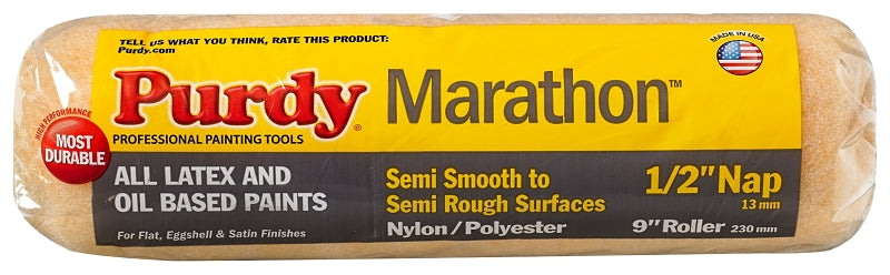 Purdy 144602093 Roller Cover, 1/2 in Thick Nap, 9 in L, Nylon/Polyester Cover