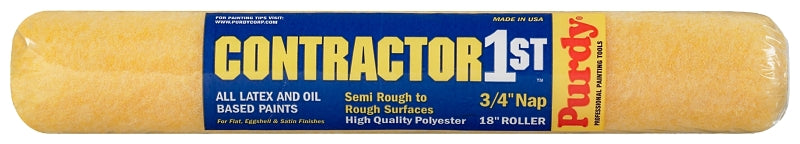 Purdy Contractor 1st 144688184 Roller Cover, 3/4 in Thick Nap, 18 in L, Polyester Cover