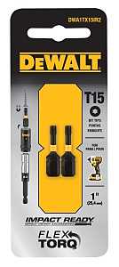 DeWALT DWA1TX15IR2 Screwdriver Bit, T15 Drive, Torx Drive, 1/4 in Shank, 1 in L