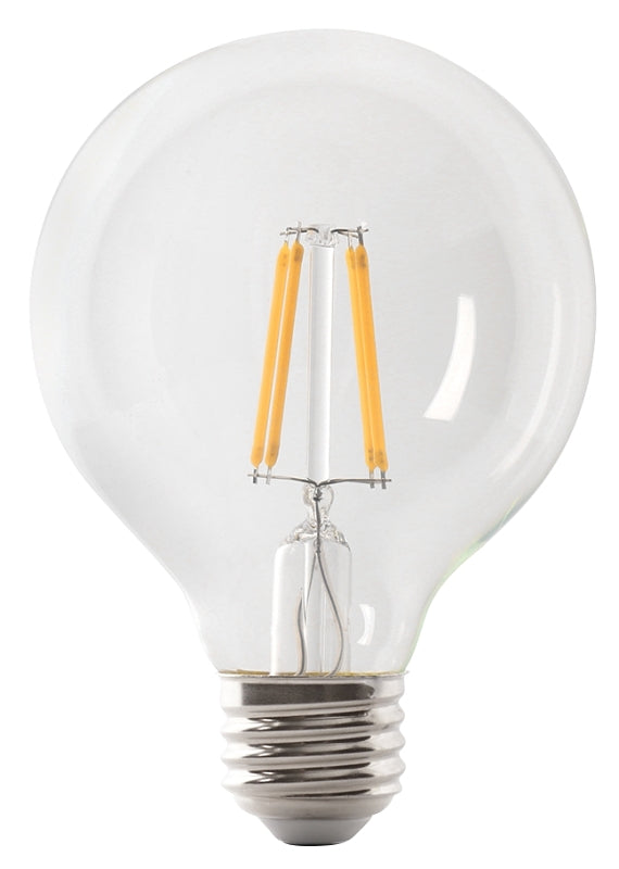 Feit Electric BPG2560W/950CA/FIL LED Bulb, Globe, 500 Lumens, 5.5 W, G25 Lamp, 60 W Equivalent, E26 Lamp Base, Dimmable