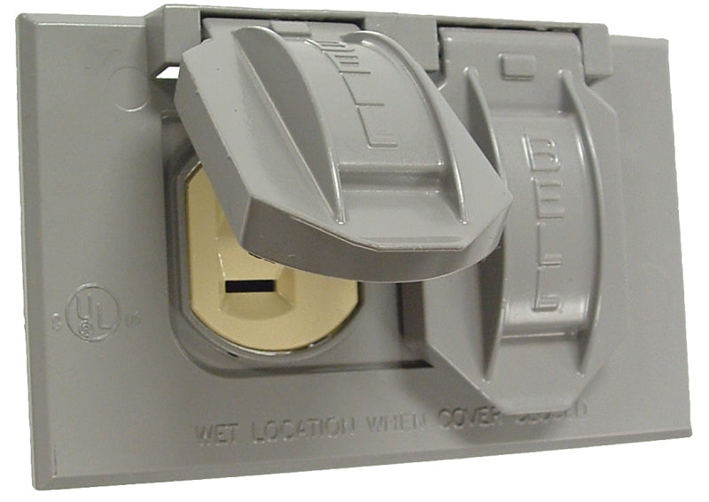 Bell Outdoor 5712-5WRTR Weatherproof Cover, 4-9/16 in L, 2-13/16 in W, 1-Gang, Aluminum, Gray, Powder-Coated