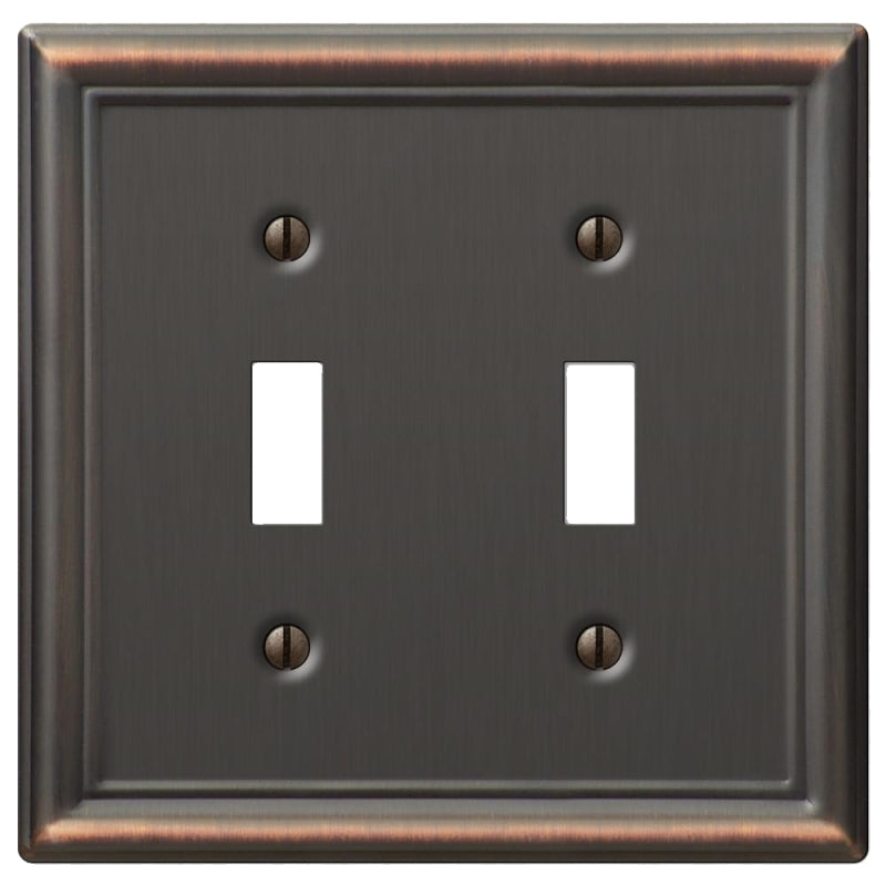 Amerelle Chelsea Series 149TTDB Wallplate, 4-7/8 in L, 4-15/16 in W, 2-Gang, Steel, Aged Bronze, Screw Mount, Pack of 3