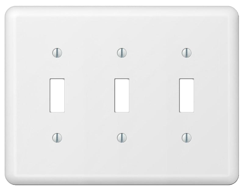 Amerelle Devon Series 935TTTW Wallplate, 5 in L, 6-9/16 in W, 3-Gang, Steel, White, Pack of 3