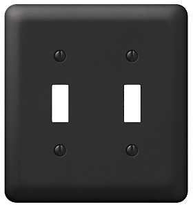 Amerelle Devon Series 935TTBK Wallplate, 5 in L, Black, 4-5/8 in W, 2-Gang, Steel, Pack of 3