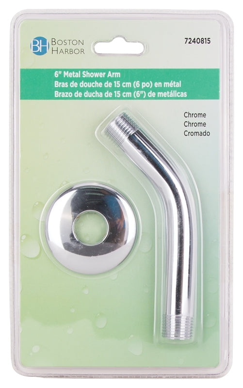 Boston Harbor A558215CP-OBF1 Shower Arm with Flange, 1/2-14 in Connection, Threaded, 2-1/4 in L, Stainless Steel, 45 deg
