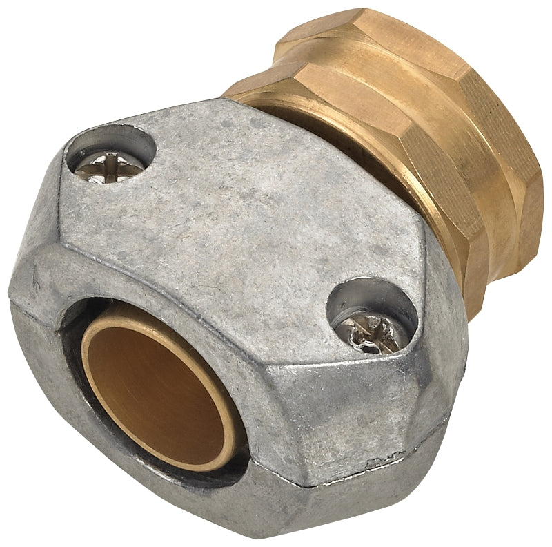 Landscapers Select GC533 Hose Coupling, 5/8 to 3/4 in, Female, Brass, Brass/Silver