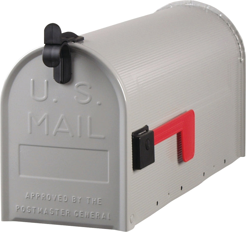 Gibraltar Mailboxes Grayson Series ST100000 Rural Mailbox, 800 cu-in, Steel, Powder-Coated, 7 in W, 20.3 in D, Gray