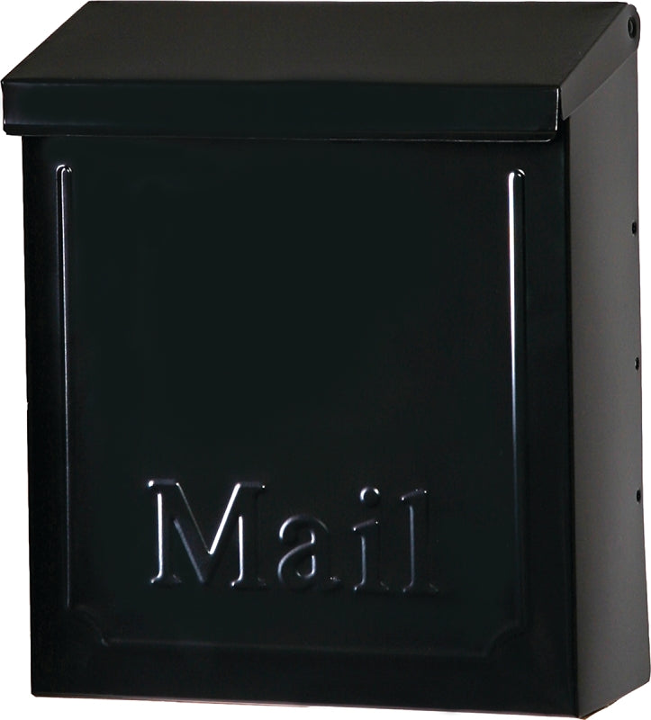 Gibraltar Mailboxes Townhouse THVKB001 Mailbox, 260 cu-in, Steel, Powder-Coated, Black, 8.6 in W, 4.1 in D, 10.1 in H