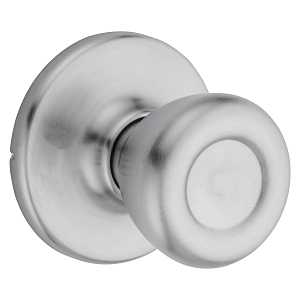 Kwikset 200T 26DALRCSV1 Passage Knob, Metal, Satin Chrome, 2-3/8 in Backset, 1-3/4 to 1-3/8 in Thick Door