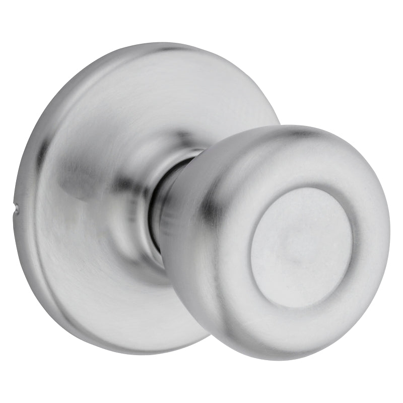 Kwikset 200T 26DALRCSV1 Passage Knob, Metal, Satin Chrome, 2-3/8 in Backset, 1-3/4 to 1-3/8 in Thick Door