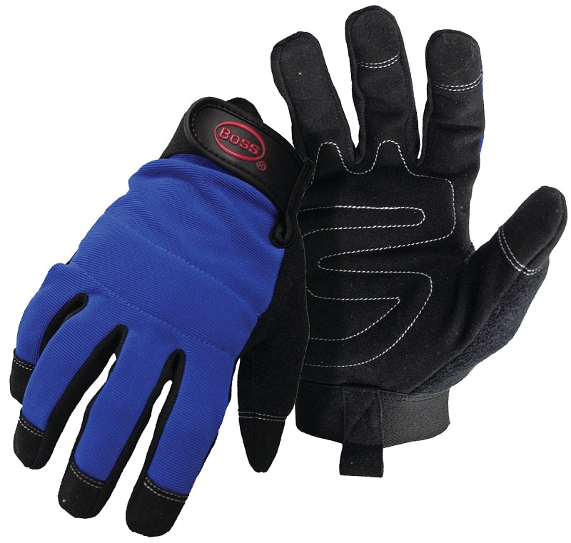 Boss B52011-XL Utility Gloves, XL, Reinforced Thumb, Open Cuff, Synthetic Leather, Dark Gray