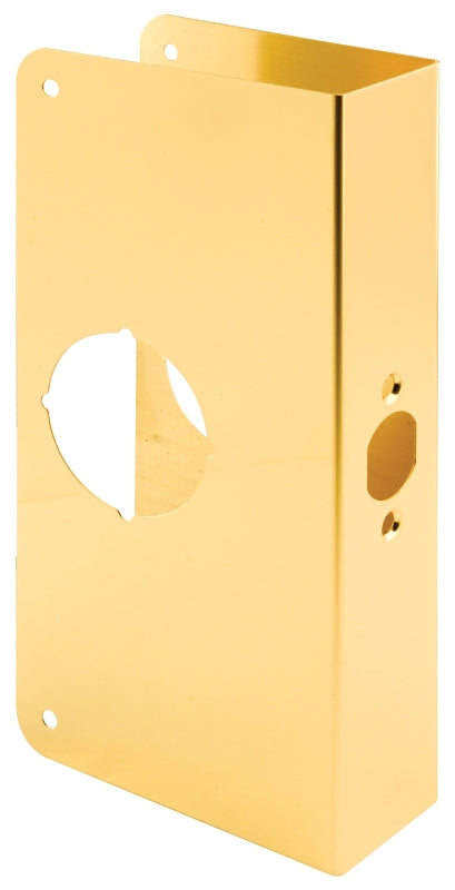 Prime-Line U 9541 Lock and Door Reinforcer, 2-3/8 in Backset, 1-3/4 in Thick Door, Brass, 9 in H, 3-7/8 in W