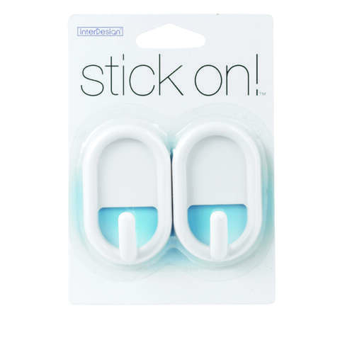 iDesign 3/4 in. L White Plastic Small Stick On Hook 0.2 lb. cap. 2 pk