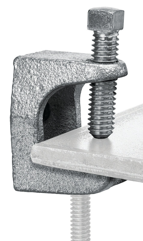 SuperStrut Z500-25 Beam Clamp, 1-1/4 in L, Iron, Silver, Electro-Plated, 25/PK