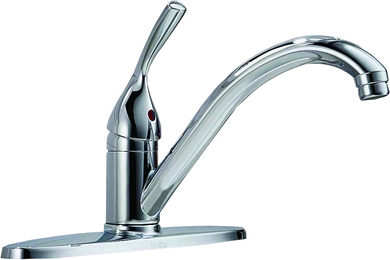 Delta Classic 100-DST Kitchen Faucet, 1.8 gpm, Metal, Chrome-Plated, Deck Mounting, Lever Handle, Swivel Spout