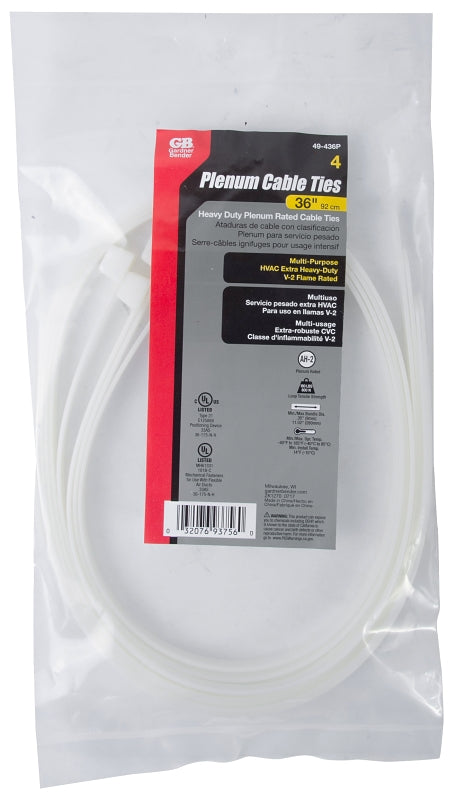 Gardner Bender 49-436P Cable Tie, 11 in Max Bundle Dia, Nylon, Natural