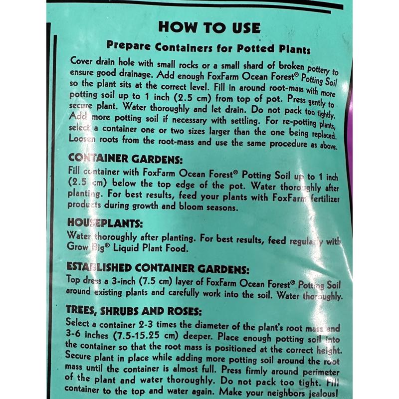 FoxFarm Ocean Forest Organic All Purpose Potting Soil 12 qt