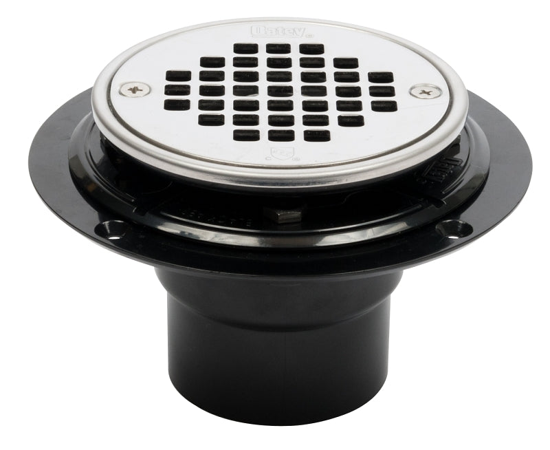 Oatey 130 Series 42262 Shower Drain, ABS, Polished Stainless Steel, Includes: SS Screw-Tite Strainer with Ring