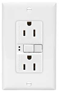 Eaton Wiring Devices SGF15W-SP GFCI Duplex Receptacle, Polypropylene, White, 2-Pole, 15 A, 125 V, Back, Side Wiring