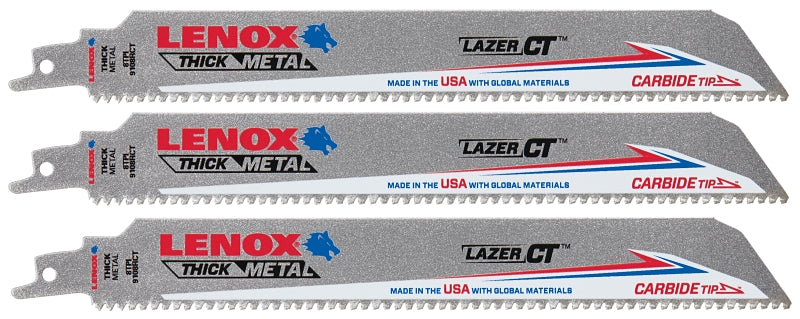 Lenox 2058829 Reciprocating Saw Blade, Applicable Materials: Cast Iron, Stainless Steel, 1 in W, 9 in L