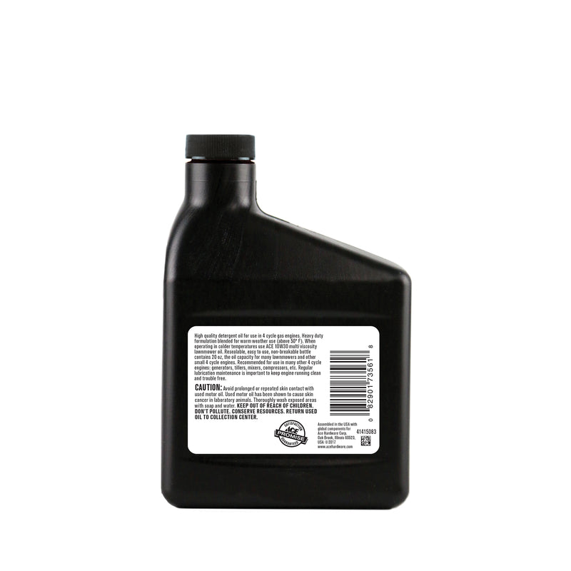 Ace SAE 30 4-Cycle Lawn Mower Motor Oil 20 oz 1 pk, Pack of 12