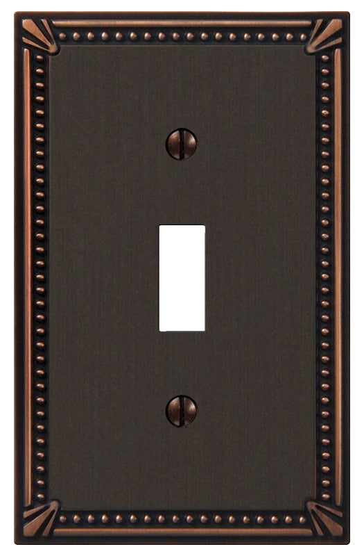 Amerelle Imperial Bead Series 74TDB Wallplate, 4.94 in L, 3 in W, 1-Gang, Metal, Aged Bronze, Pack of 4