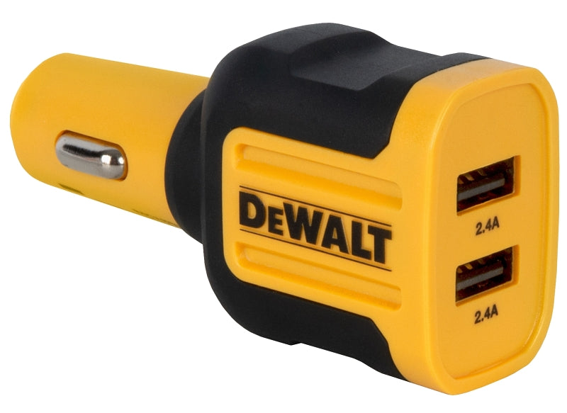 DEWALT 141 9008 DW2 USB Charger, Black/Yellow, For: Android and iOS Devices, 2.4 A Charge