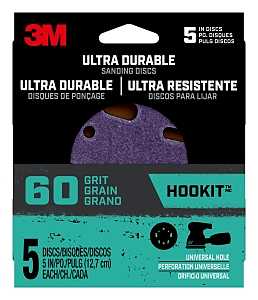 3M 27254 Power Sanding Disc, 5 in Dia, 60 Grit, Coarse, 5-Hole, 8-Hole, Ceramic Abrasive