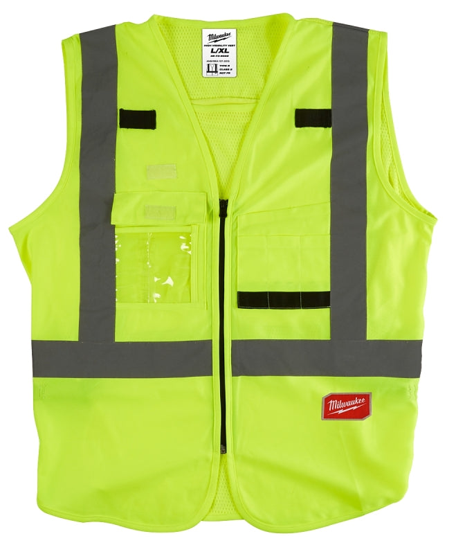 Milwaukee 48-73-5022 High-Visibility Safety Vest, L, XL, Regular, Unisex, Fits to Chest Size: 42 to 46 in