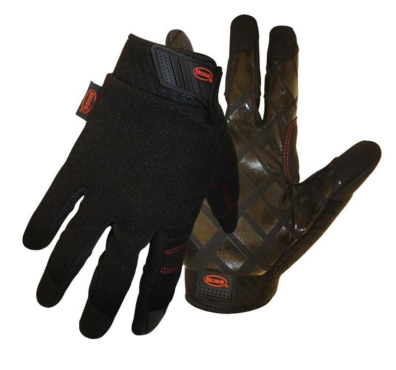 Boss 5211M Diamond Grip Mechanics Gloves, M, Reinforced Thumb
