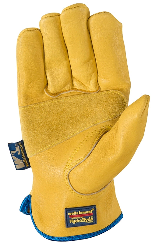 Wells Lamont 1168M Work Gloves, Men's, M, 8 to 8-1/2 in L, Keystone Thumb, Open, Shirred Cuff, Cowhide Leather