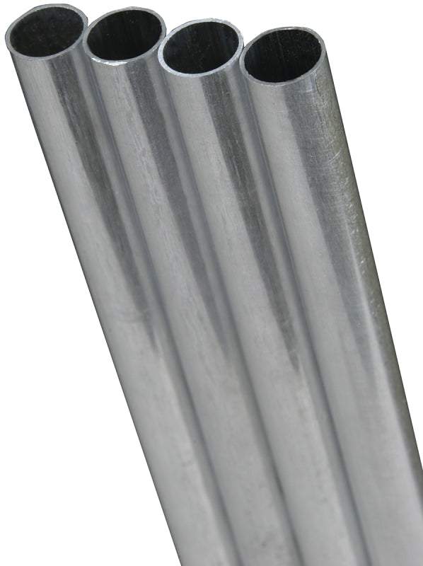K & S 87115 Decorative Tube, Round, 12 in L, 1/4 in Dia, 22 ga Wall, Stainless Steel, Polished