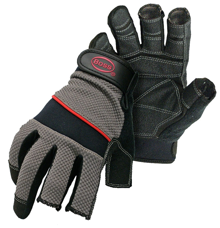 Boss 5201M Breathable Carpenter Gloves, M, Shortened Thumb, Wrist Strap Cuff, PVC