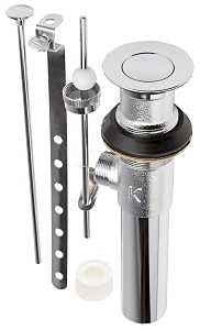 Stylewise K820-78 Pop-Up Sink Drain, 1-1/4 in Connection, Brass, Chrome-Plated