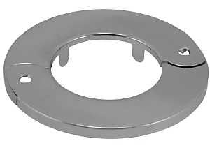 Plumb Pak PP857-17 Hinged Split Floor and Ceiling Plate, 3 in OD, For: 1-1/4 in Iron Pipes, Metal, Chrome