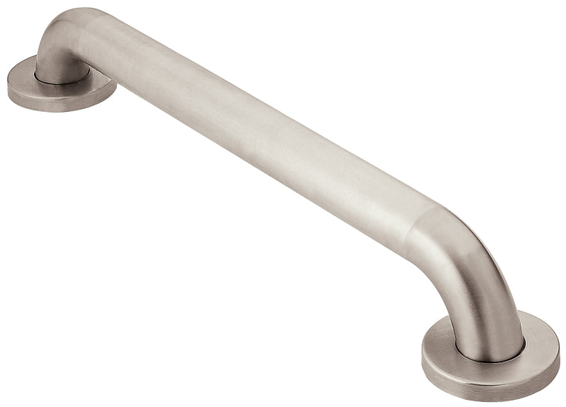 Moen LR8918P S-STEEL Grab Bar, 18 in L Bar, 500 lb, Stainless Steel, Peened, Screw Mounting, ADA Compliant