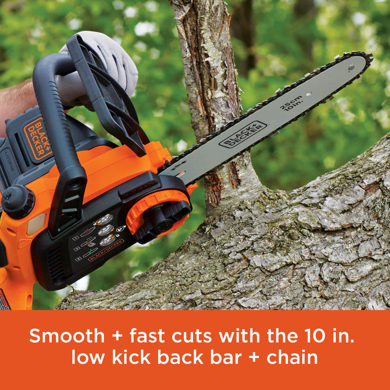 Black+Decker MAX 10 in. 20 V Battery Chainsaw Kit (Battery & Charger)