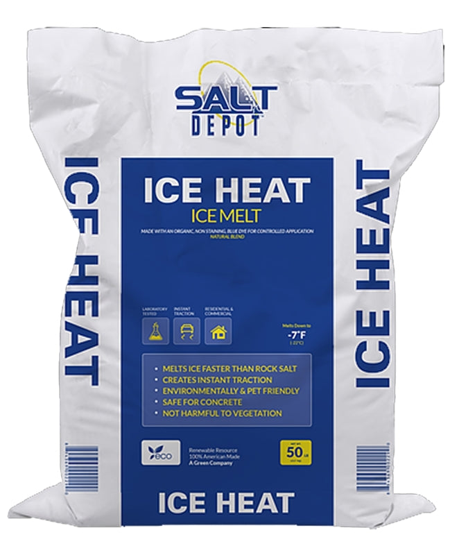 Salt Depot IH50 ICE HEAT Ice Melt, Crystalline, Blue, Slightly Aromatic, 50 lb