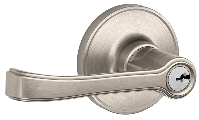 Schlage J Series J54 TOR 619 Entry Lever, Mechanical Lock, Satin Nickel, Metal, Residential, 3 Grade, ADA Compliant