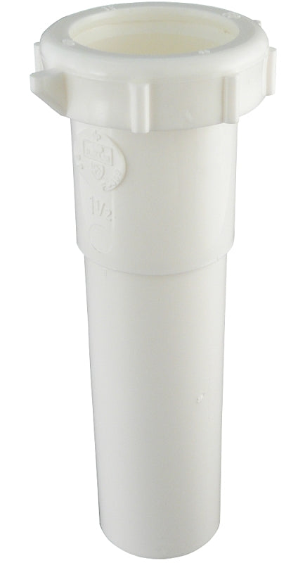 Plumb Pak PP55-2W Pipe Extension Tube, 1-1/2 in, 6 in L, Slip-Joint, Polypropylene, White