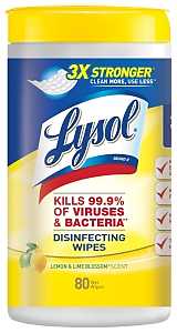 Lysol 77182 Disinfecting Wipes, Lemon and Lime Blossom, White, 8 in L, 7 in W