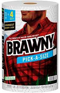 Brawny Pick-A-Size 44373 Paper Towel, 5-1/2 in L, 11 in W, 2-Ply, White, 1/PK, Pack of 6