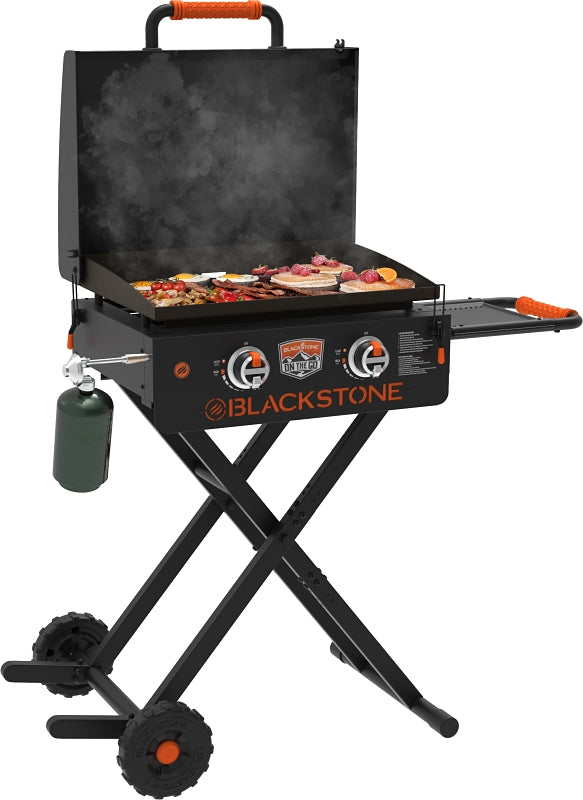 Blackstone 1935 On The Go Scissor Leg Griddle with Hood, 24,000 Btu/hr BTU, Liquid Propane, 2-Burner, Steel Body, Black
