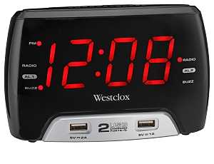 Westclox 80227WM Clock Radio, LED Display, Snooze, 20-Station
