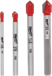 Milwaukee 48-20-8988 Series Drill Bit Set, Specifications: 3-Flat Shank, 4-Piece, Carbide