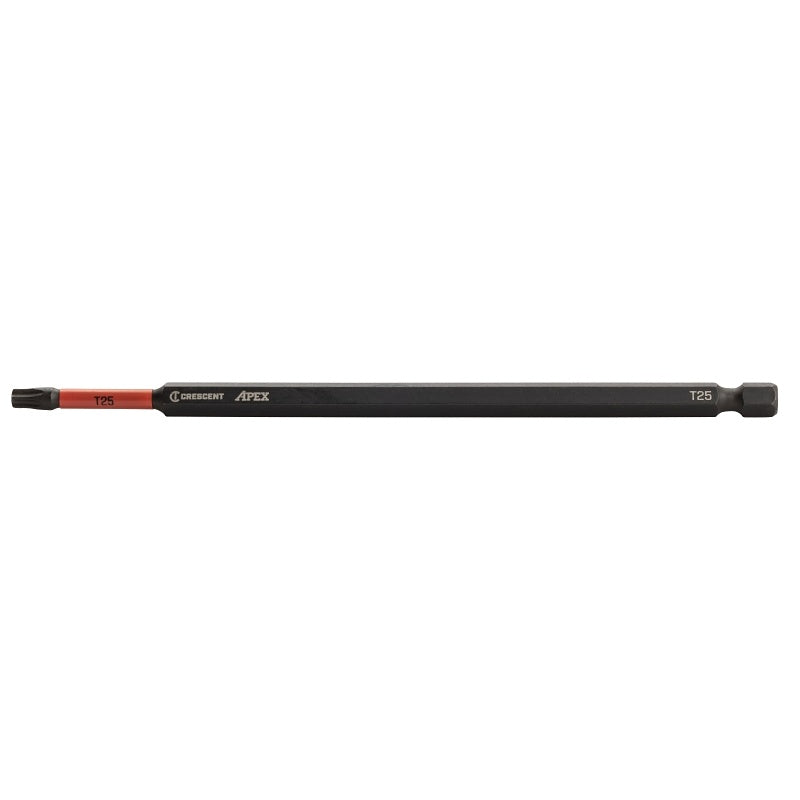 Crescent APEX Vortex CAVB6T25 Impact Power Bit, T25 Drive, Torx Drive, 1/4 in Shank, Hex Shank, 6 in L, Steel, Pack of 4