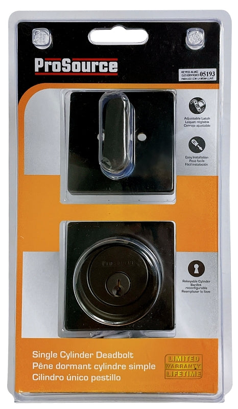 ProSource DD9 Series DD9X91-SP5V24 Deadbolt, 3 Grade, Brass Key Key, Metal, Matte Black, 2-3/8, 2-3/4 in Backset, Pack of 3