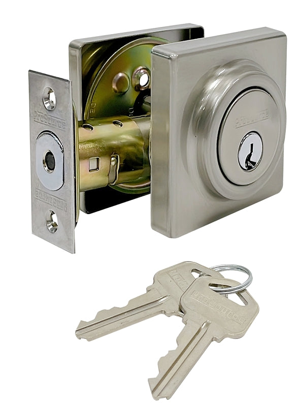 ProSource DD9 Series DD9X22-SP5V24 Deadbolt, 3 Grade, Brass Key Key, Metal, Satin Nickel, 2-3/8, 2-3/4 in Backset, Pack of 3